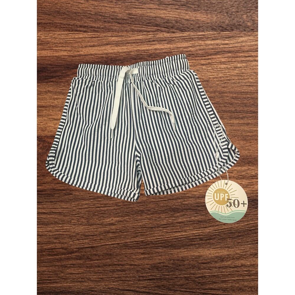 Caden Lane Navy Seersucker Swim Trunks